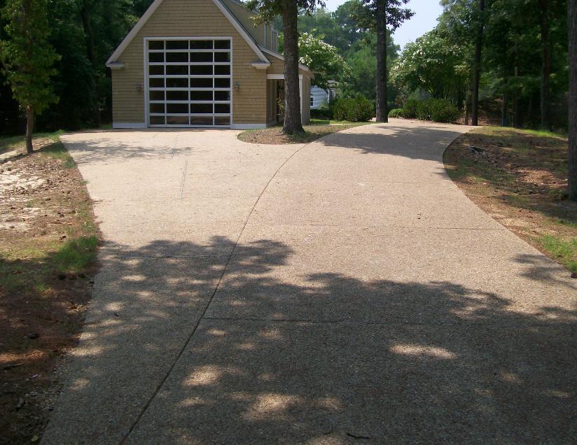 river rock exposed concrete